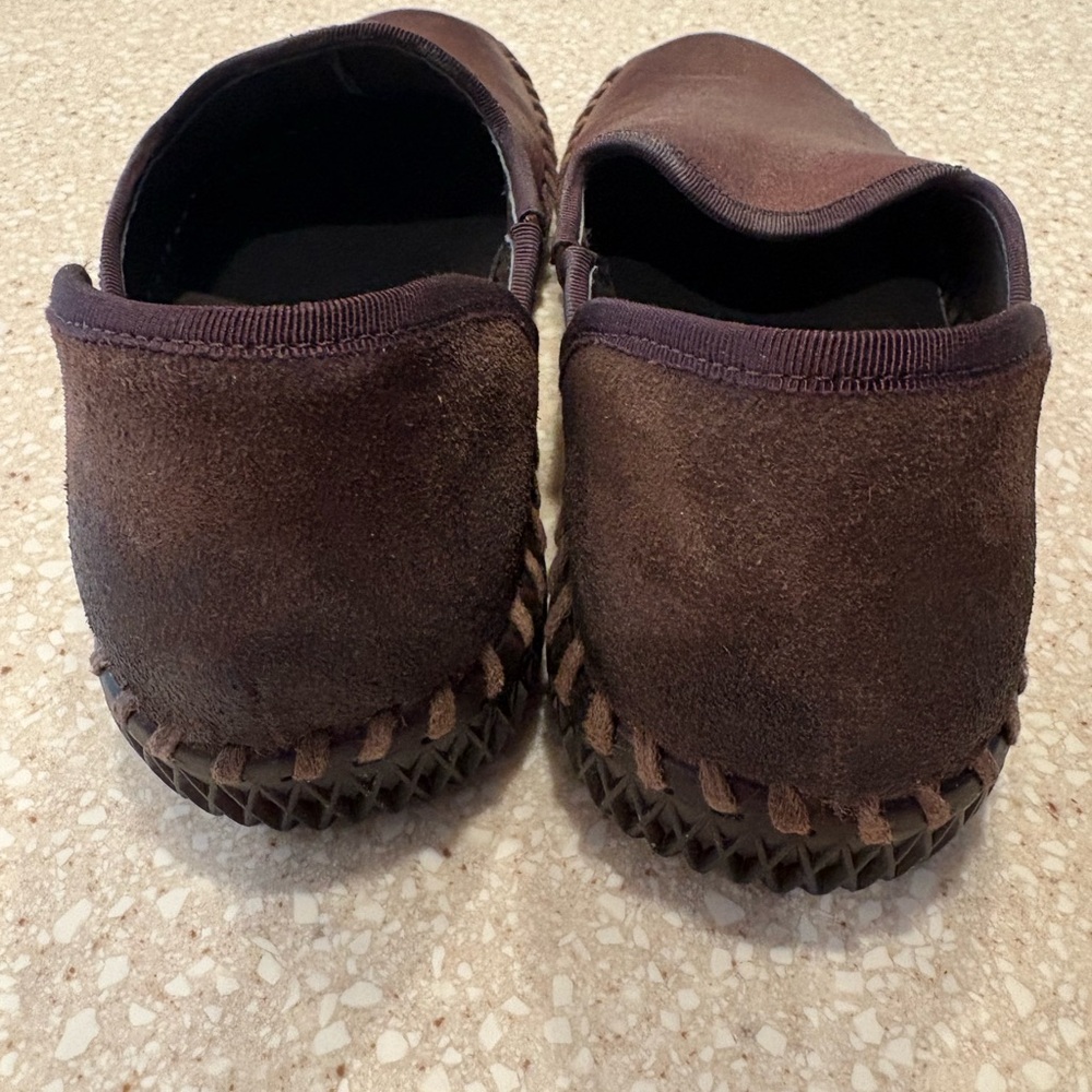 Antelope Brown Leather Slip-On Flats with Stitched Detail - Picture 3 of 5